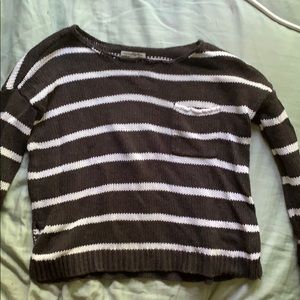 Gray and white striped sweater
